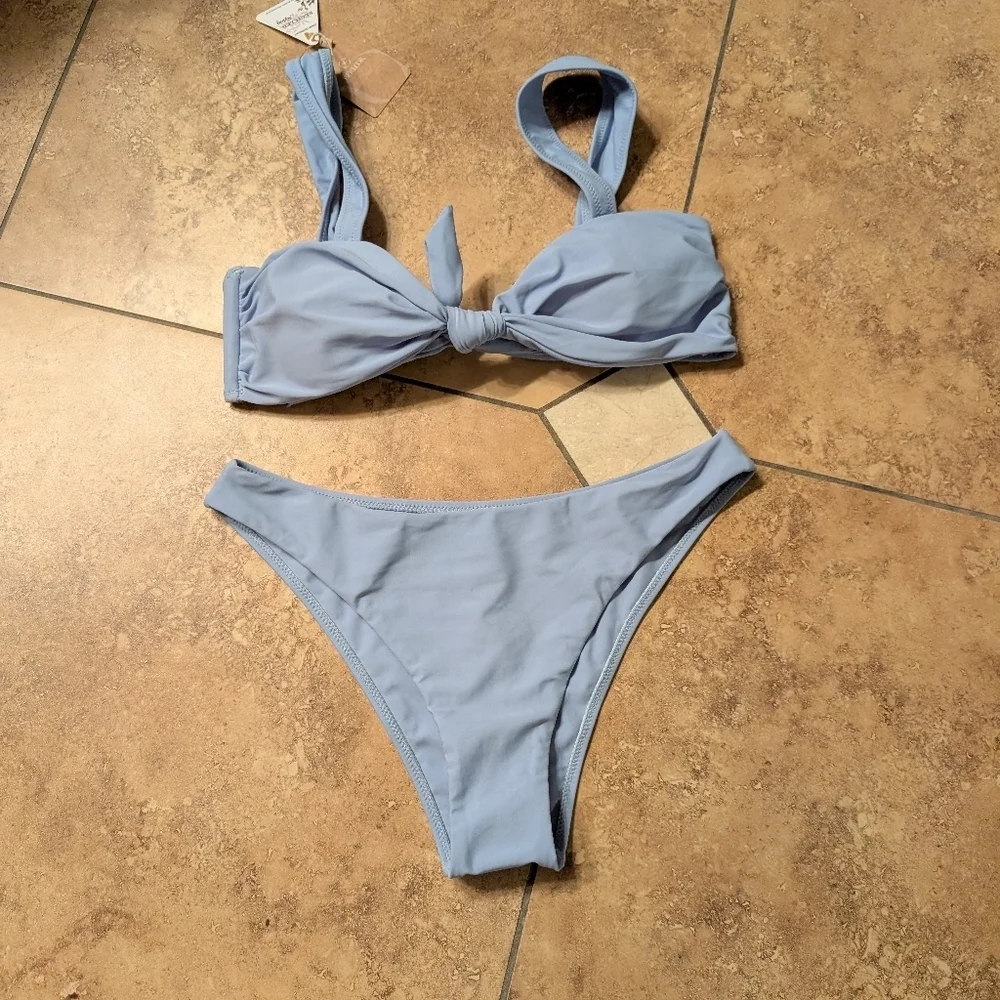 Berlook / NWT / Solid Baby Blue Bikini Set Large